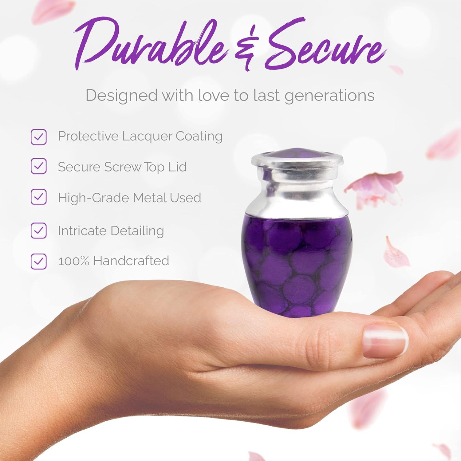 Mini Purple Urns for Ashes - Set of 4 Keepsake Cremation Urns