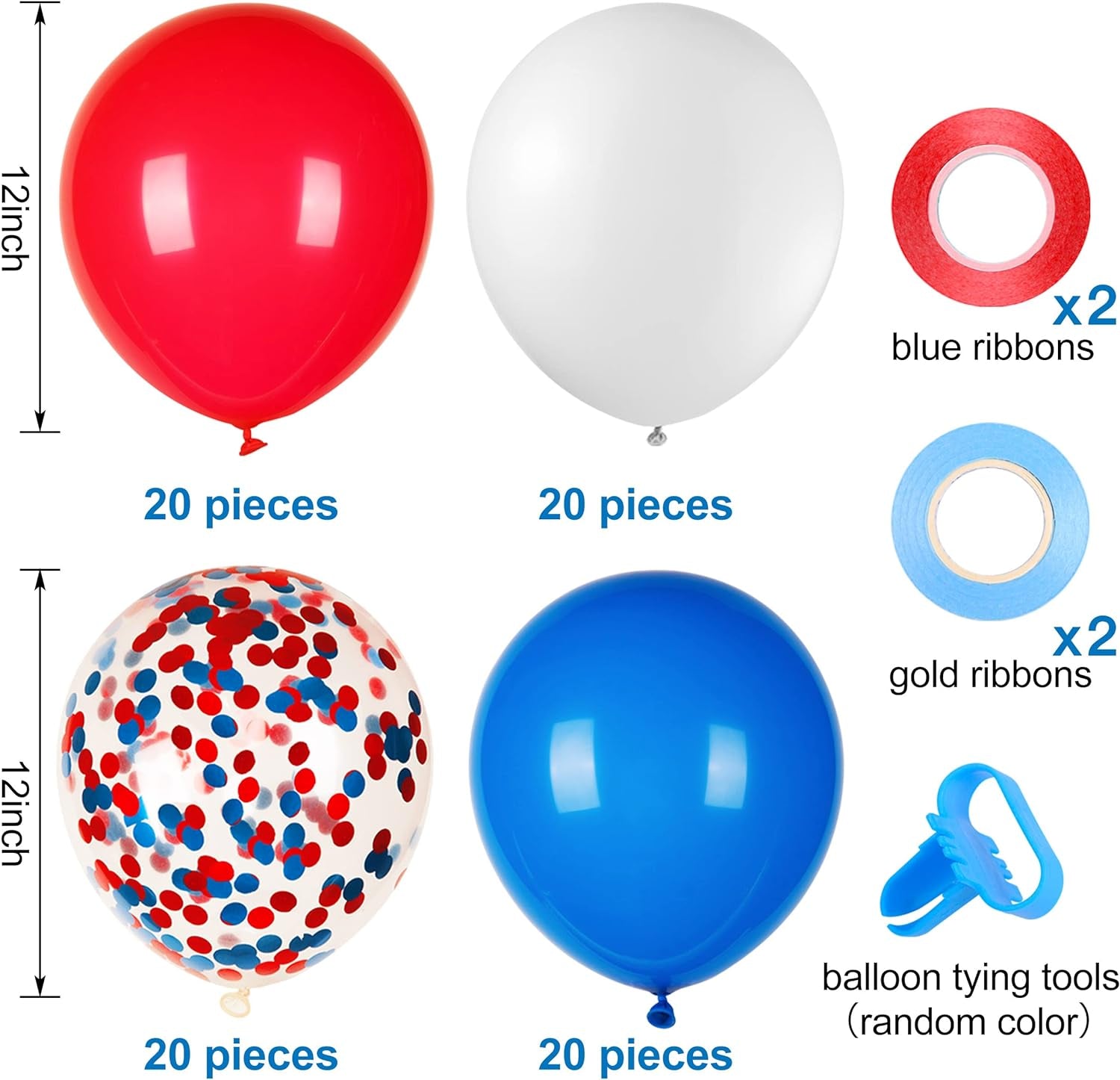 80pcs Red White Blue Balloons Set | Confetti Balloons for 4th of July & Patriotic Decor