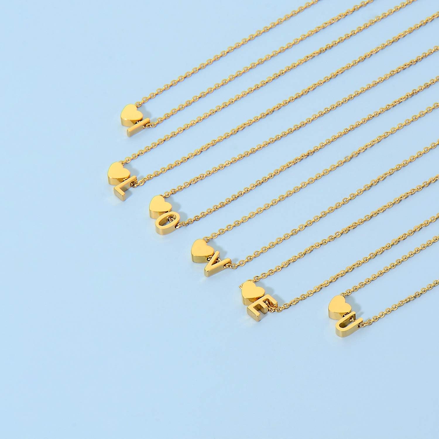 18K Gold-Plated Initial Heart Necklace | Personalized Monogram Pendant for Women