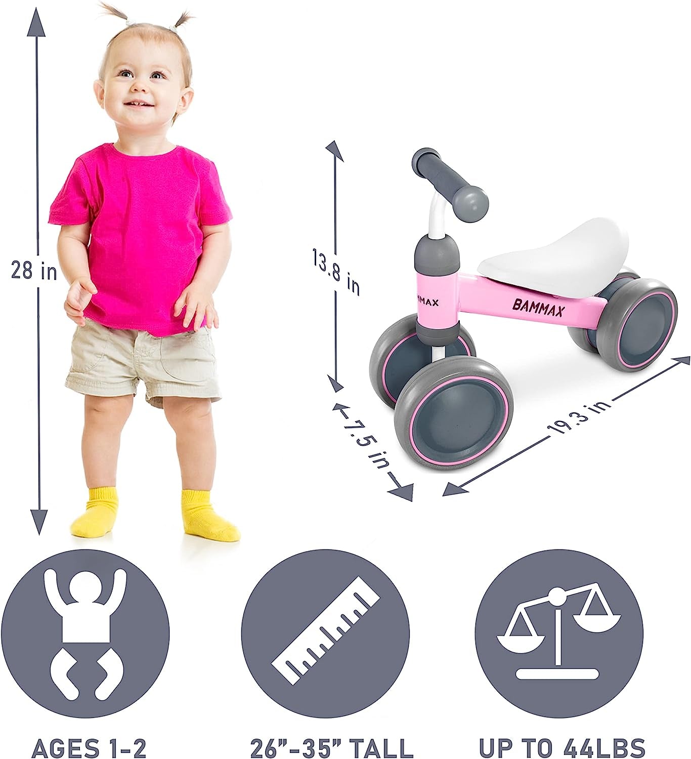 Baby Balance Bike for Toddlers 1-2 Years | Lightweight with Easy Glide Wheels & Safer Steering
