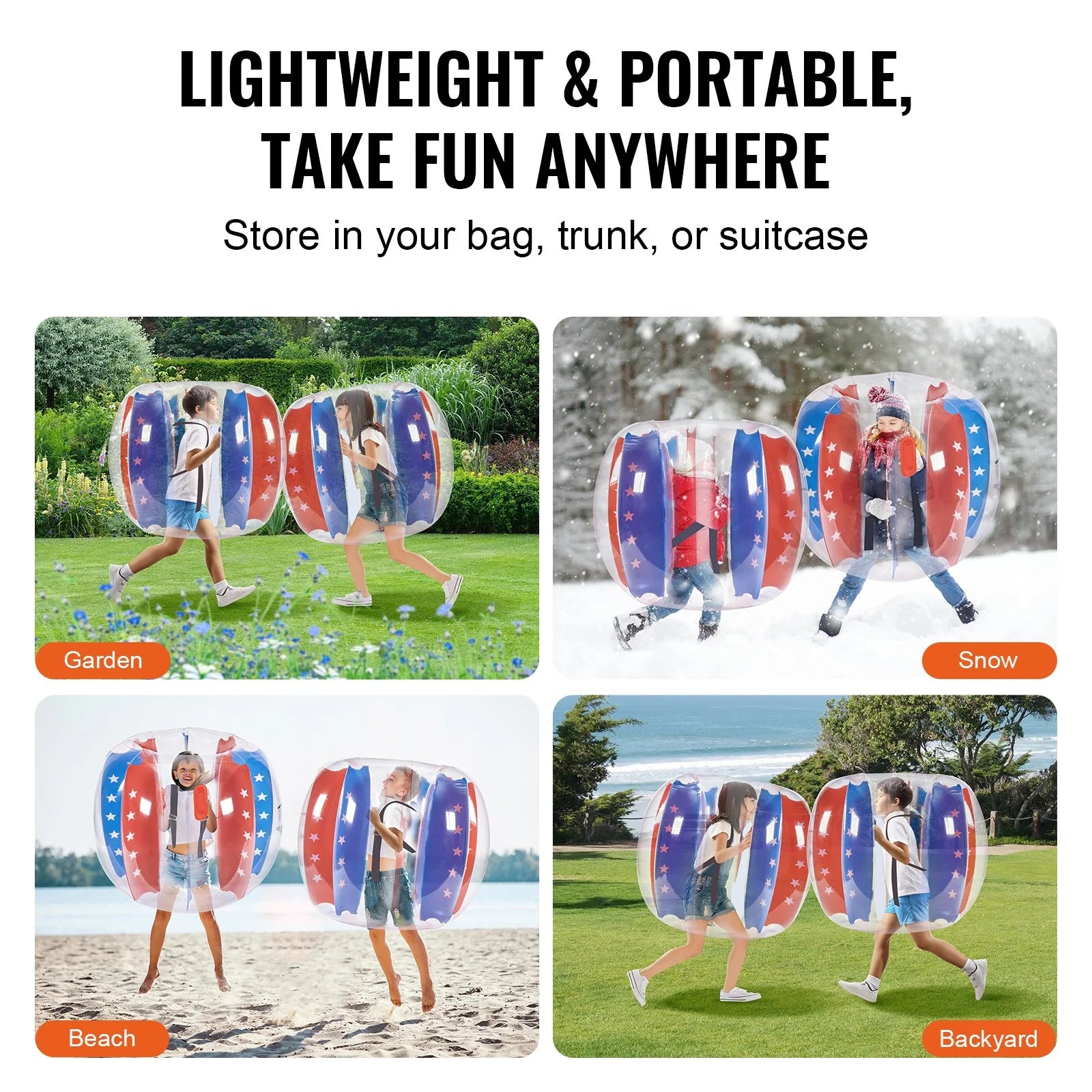 Inflatable Bumper Balls 2-Pack | 4FT PVC Zorb Balls for Kids & Teens