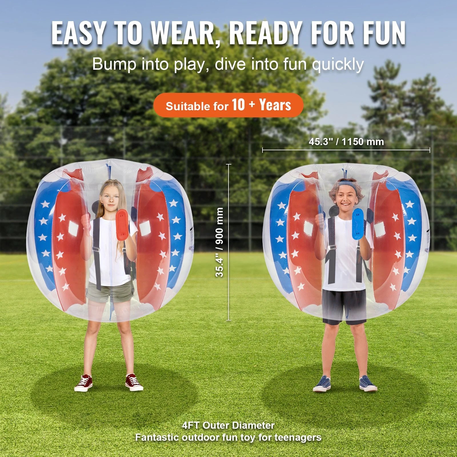 Inflatable Bumper Balls 2-Pack | 4FT PVC Zorb Balls for Kids & Teens