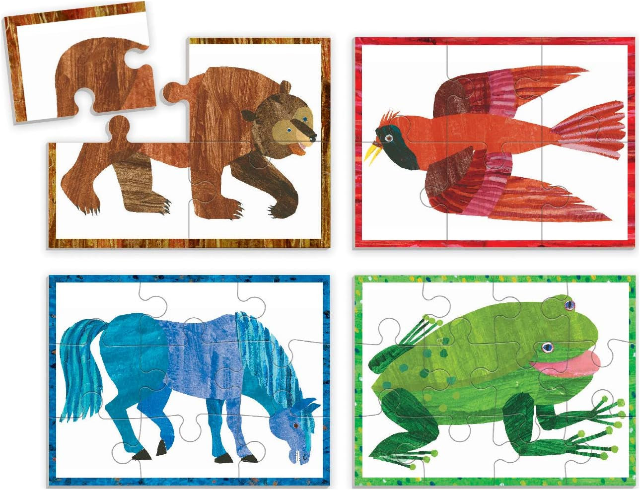 Eric Carle Brown Bear Puzzles Set (Ages 2-5) | 4-12 Pieces with Growing Difficulty