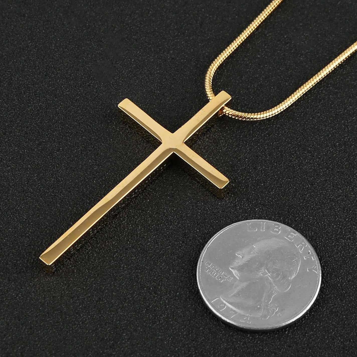 Philippians 4:13 Cross Pendant Necklace | Stainless Steel Bible Verse Strength