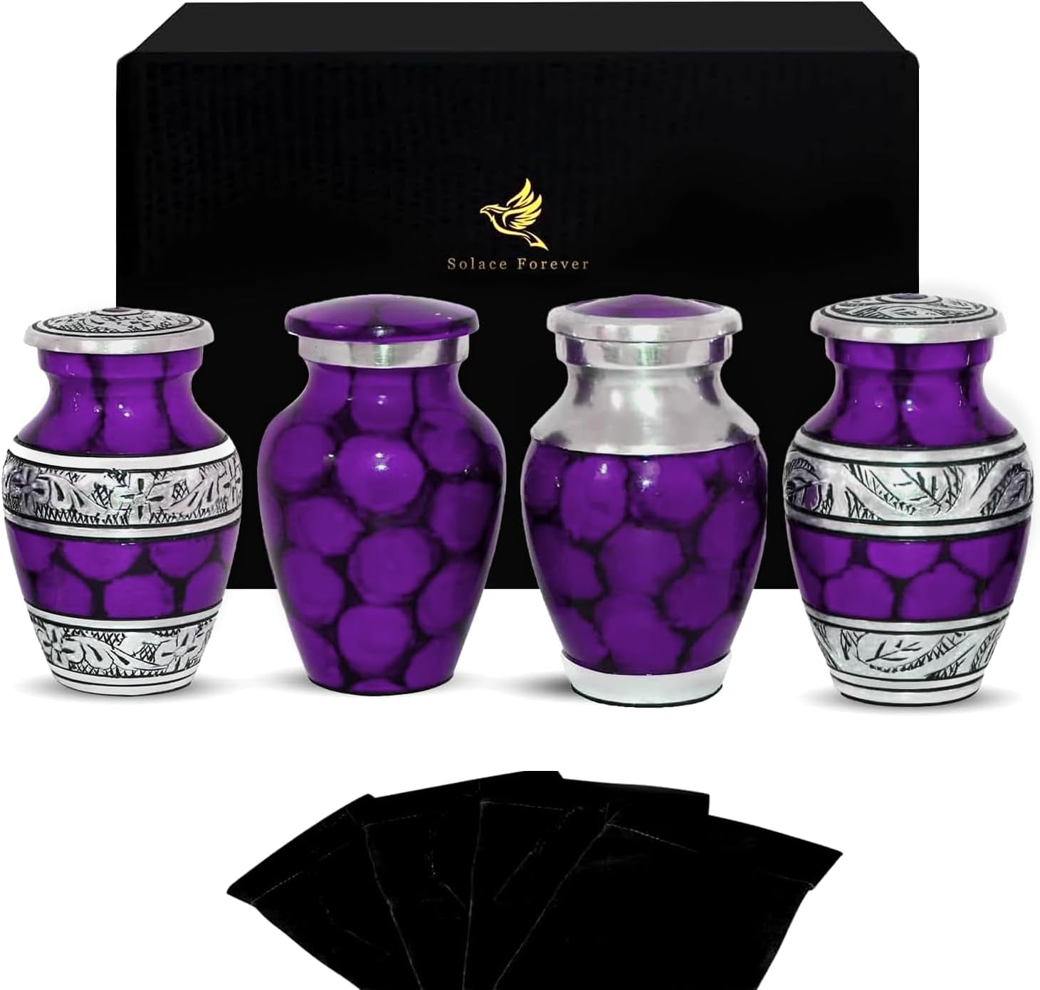 Mini Purple Urns for Ashes - Set of 4 Keepsake Cremation Urns