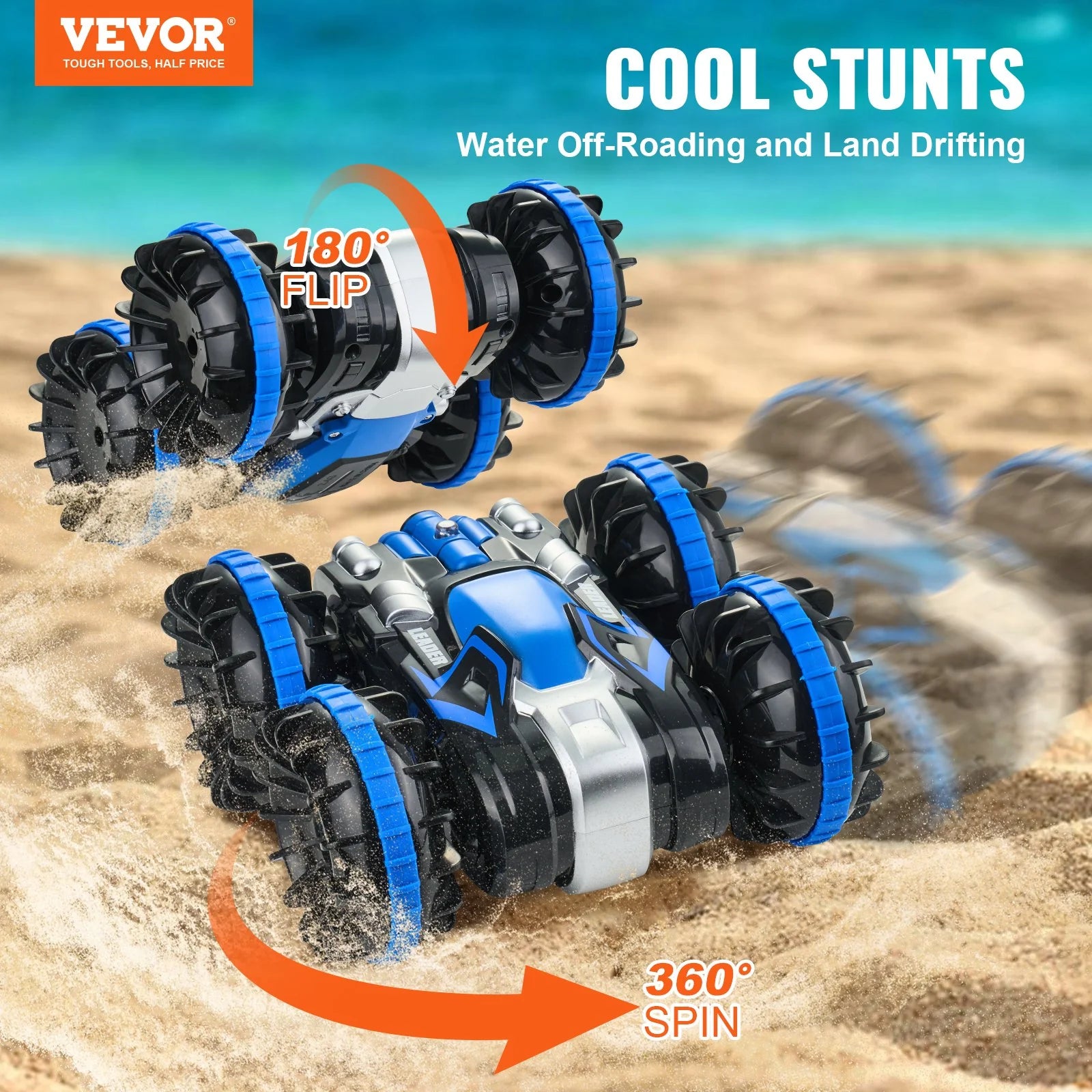 Amphibious Remote Control Car Boat | 2.4GHz 4WD RC Boat for Kids & Adults (Blue)