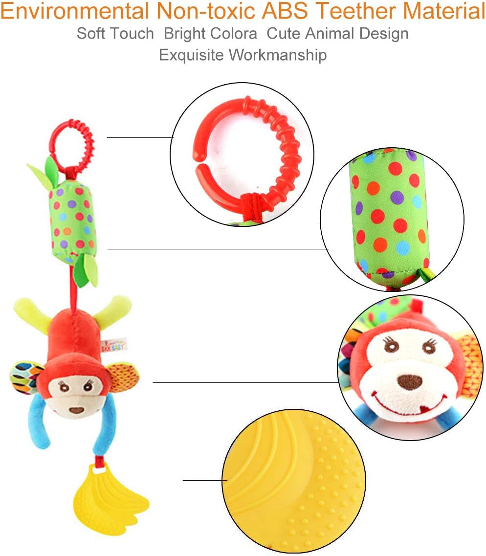Montessori Baby Sensory Toys – Car Seat & Stroller Activity Set for 3+ Months (Pack of 4)
