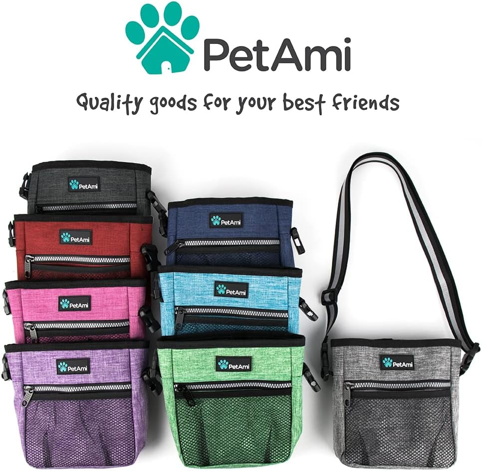 Dog Treat Pouch with Poop Bag Dispenser & 3-Way Wear (Heather Gray)