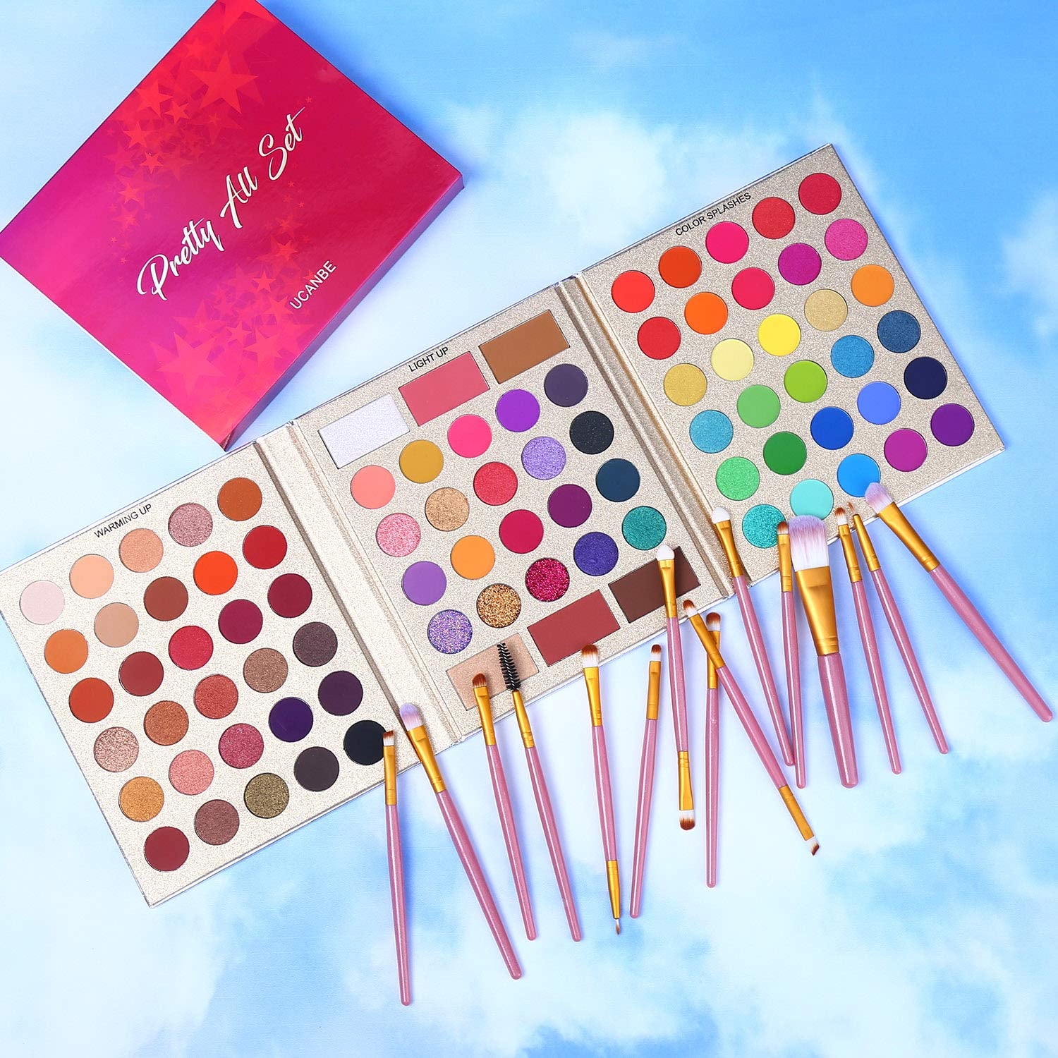 86-Color Eyeshadow Palette with 15 Brushes | Matte, Glitter, Waterproof, Contour & Highlighter