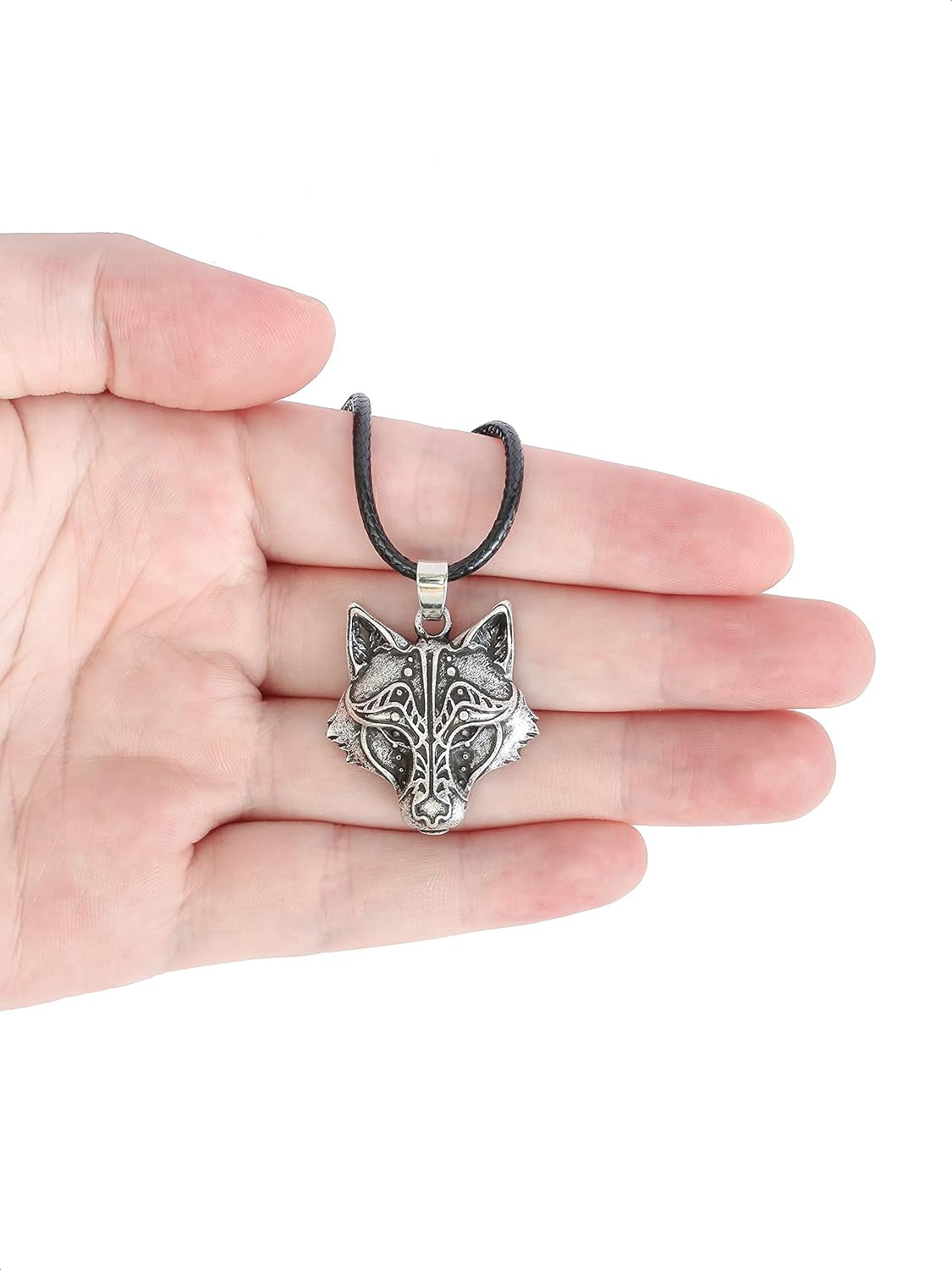 Viking Wolf Head Necklace | Wolf Pendant Jewelry Gift for Men & Women