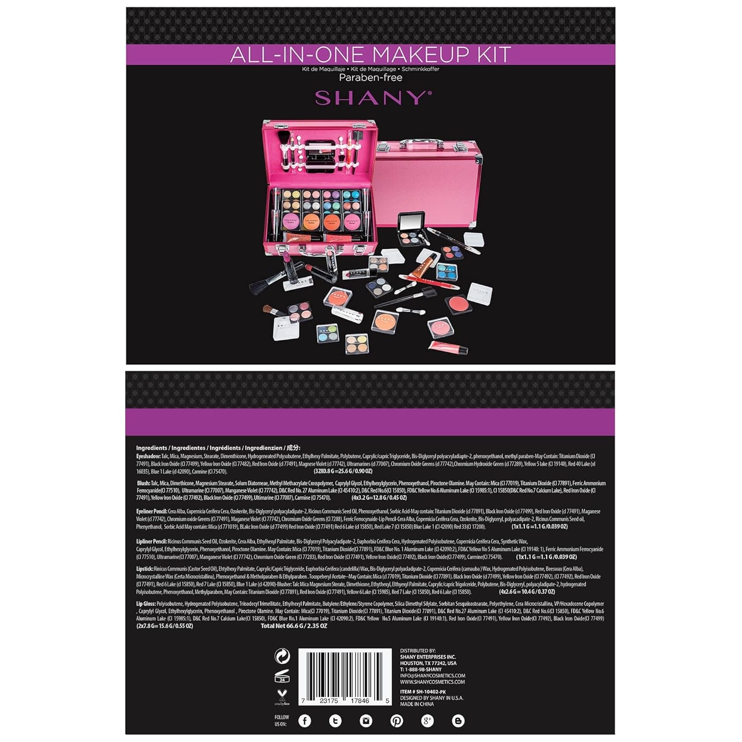 Makeup Train Case with Pro Set & Brushes | Pink Storage Organizer