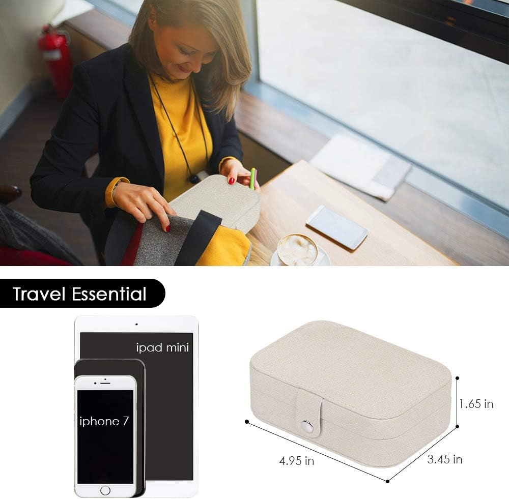 PU Leather Jewelry Box | Travel Organizer for Necklaces, Rings, Earrings (Glitter White)