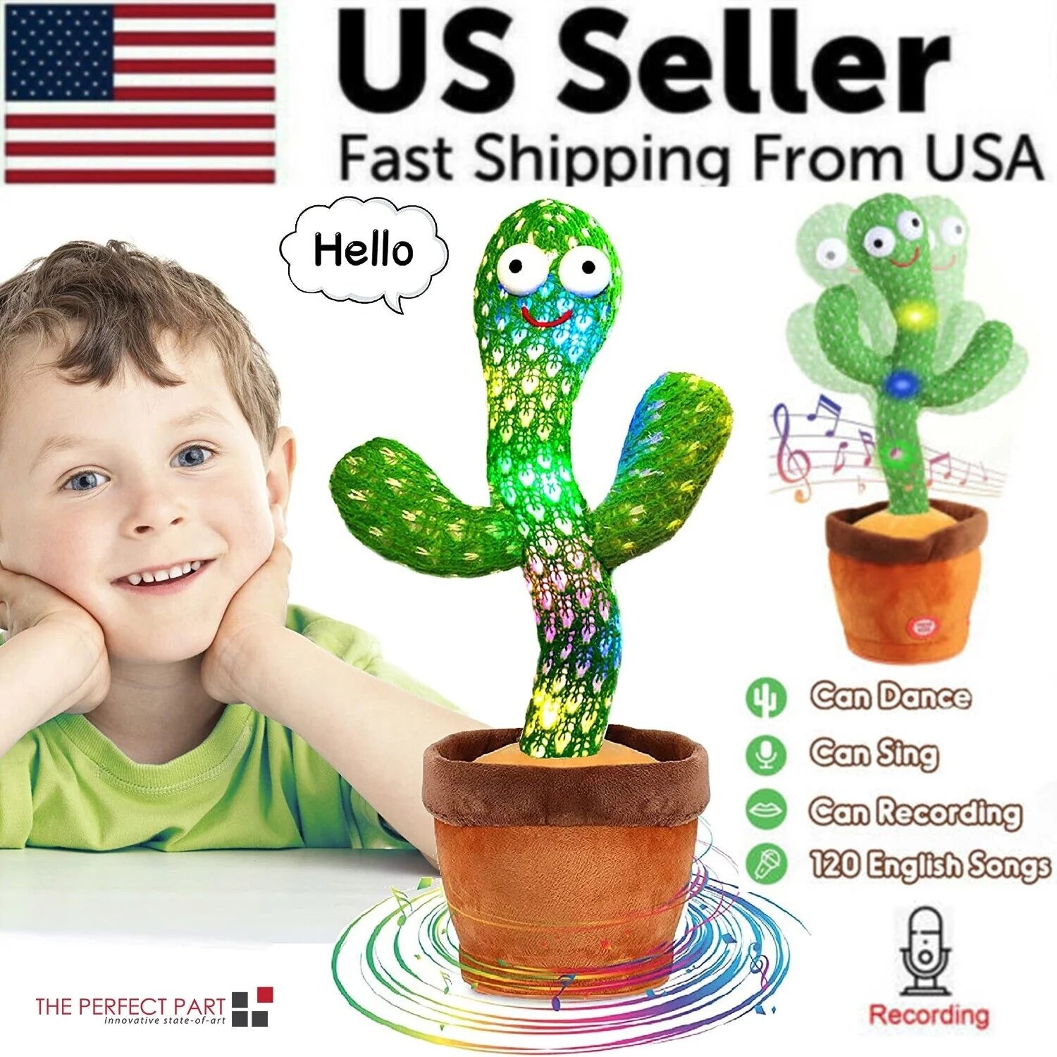 Dancing Cactus Plush Toy | Electronic Recording, Shake & Song Fun Gift