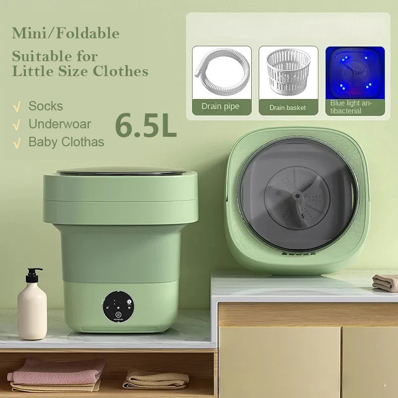 Mini Foldable Washing Machine | Portable with Spinning Dry for Socks & Underwear