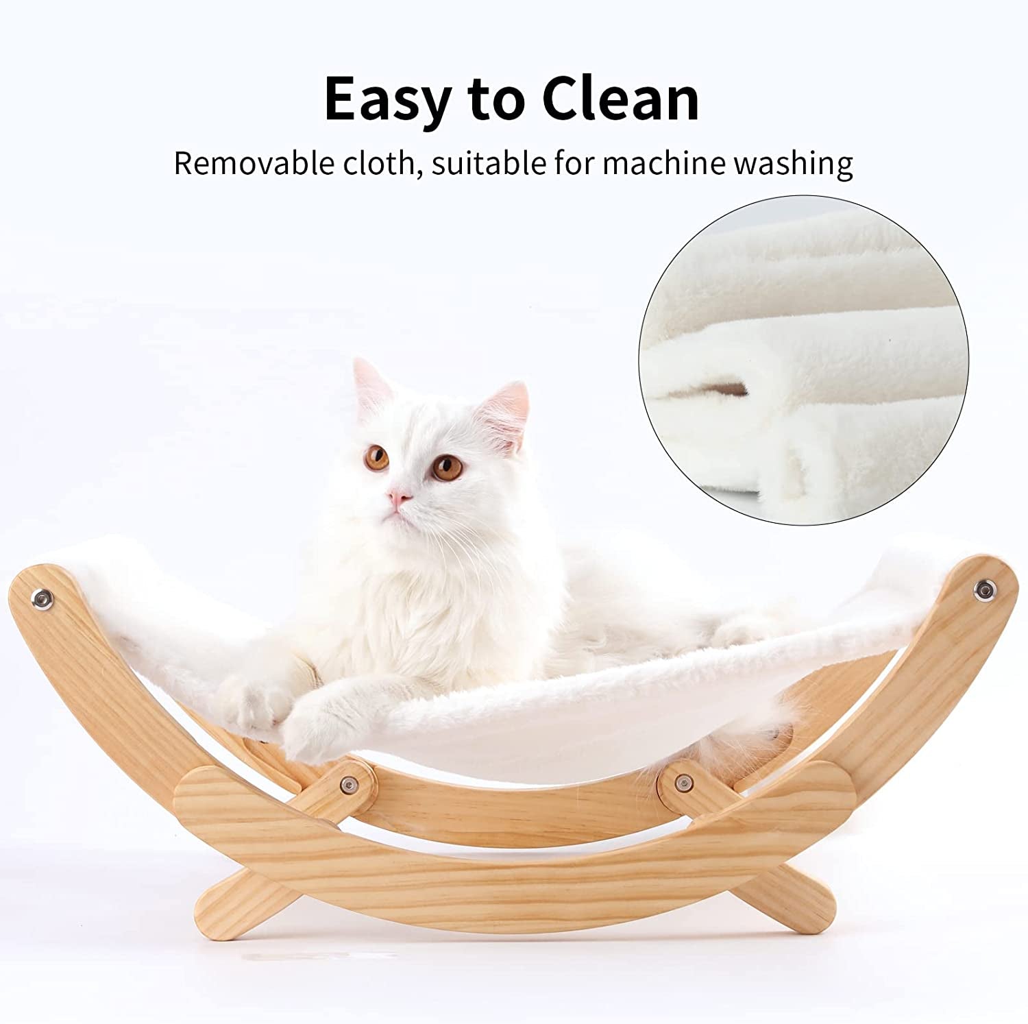 New Moon Cat Hammock | Elevated Swing Chair Bed for Cats & Small Dogs (White)