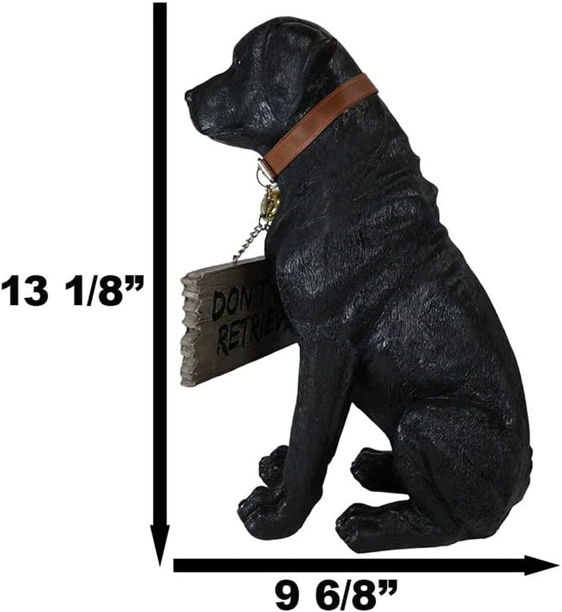 Lifelike Labrador Retriever Statue with Jingle Collar & Greeting Sign (13.25" H, Black)