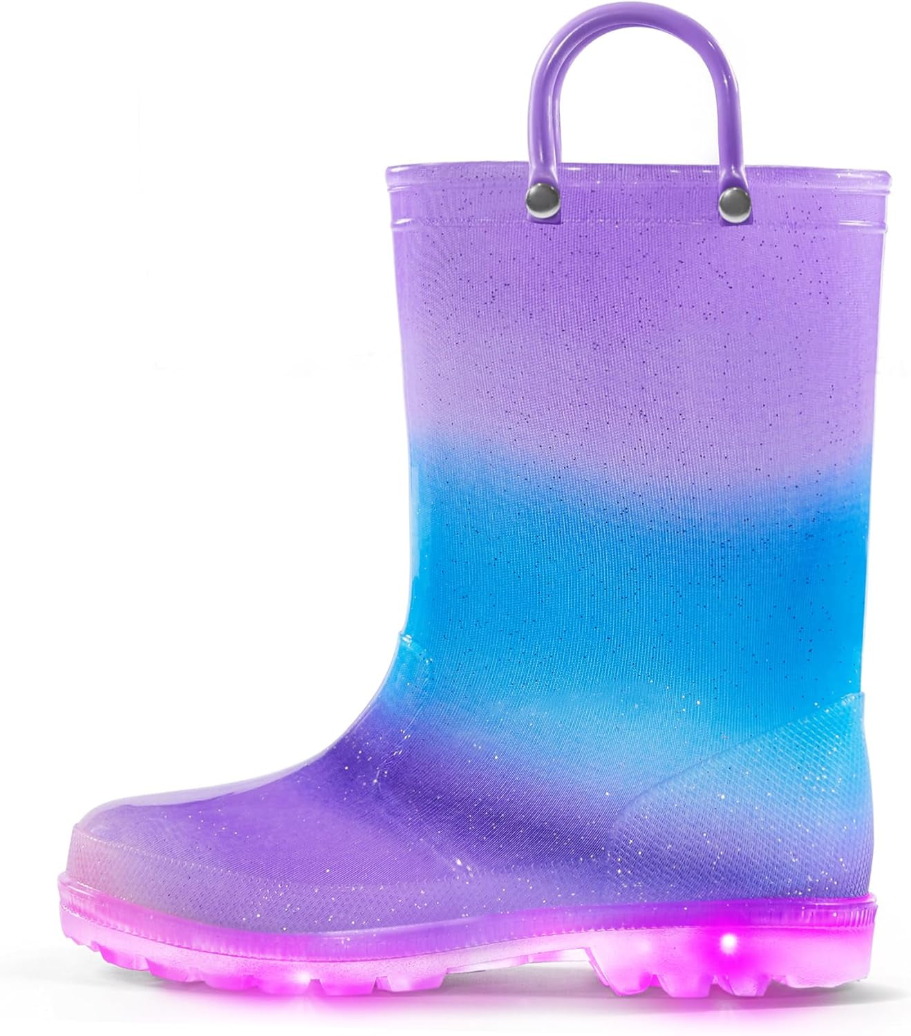 Kids Waterproof Light-Up Rain Boots with Easy-On Handles