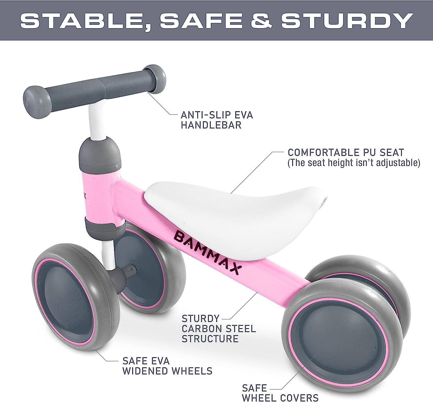 Baby Balance Bike for Toddlers 1-2 Years | Lightweight with Easy Glide Wheels & Safer Steering