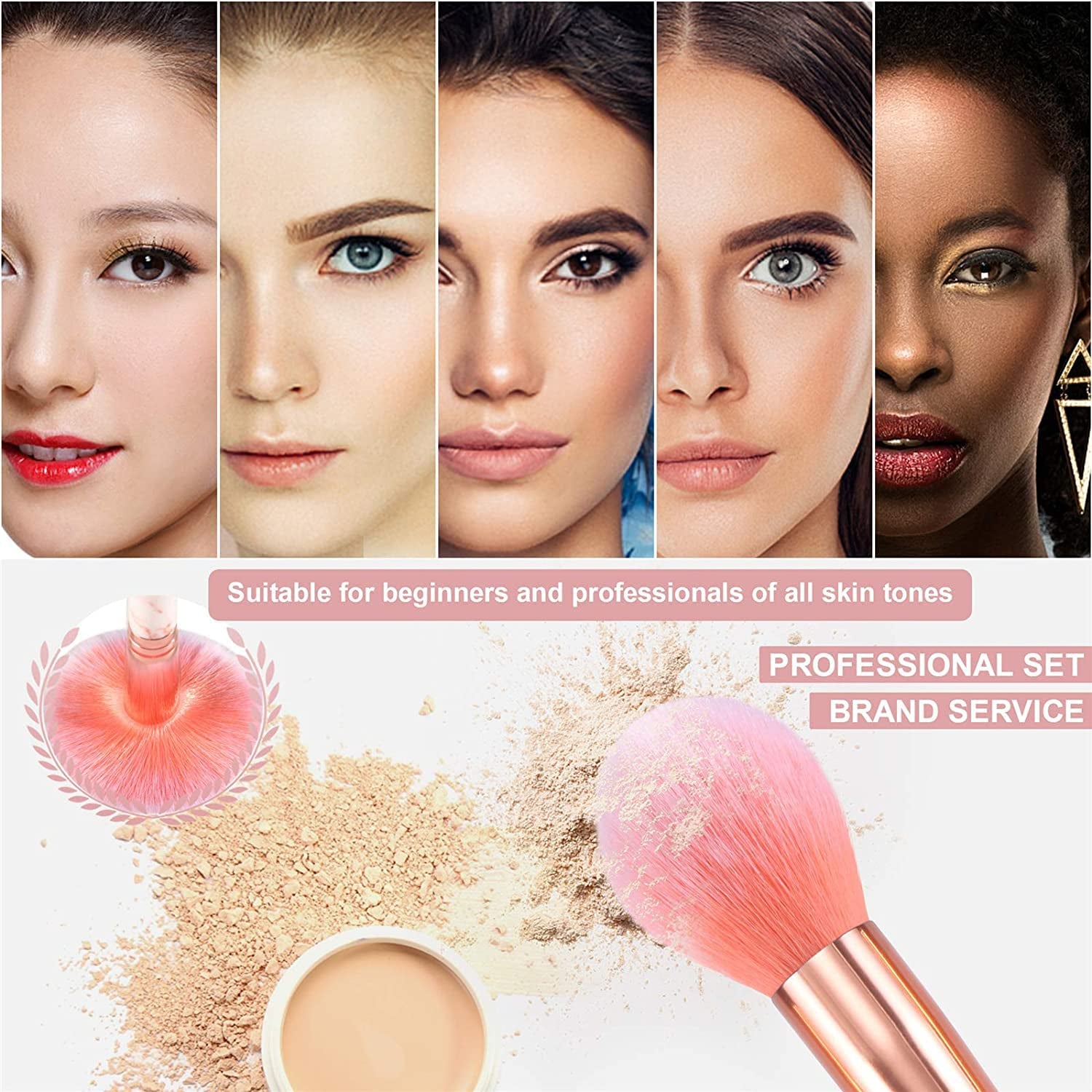 16PCS Professional Makeup Brushes Set | Marble Handle with Sponge Blenders & Tools