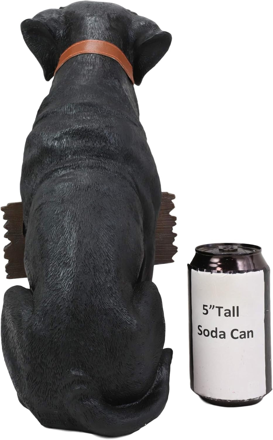 Lifelike Labrador Retriever Statue with Jingle Collar & Greeting Sign (13.25" H, Black)