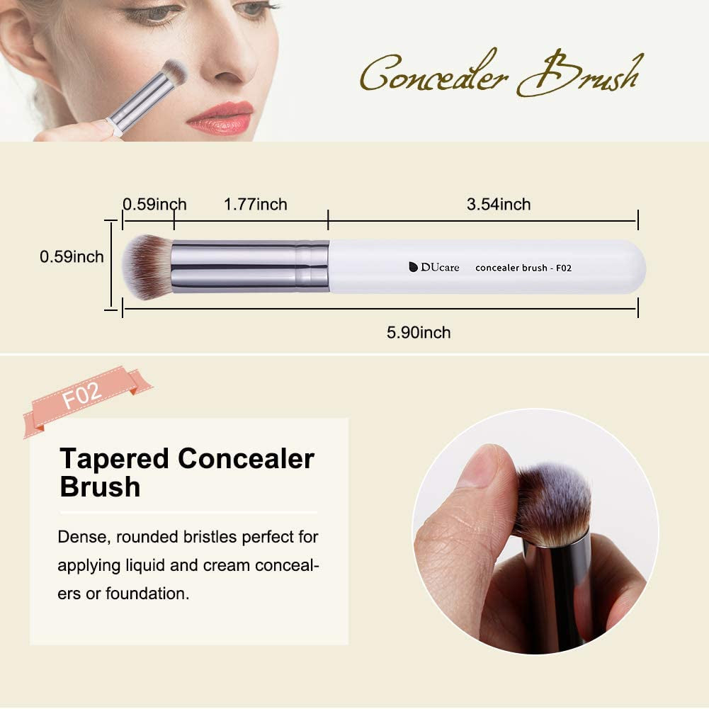 3-Piece White Makeup Brush Set – Foundation, Contour & Blush Brushes