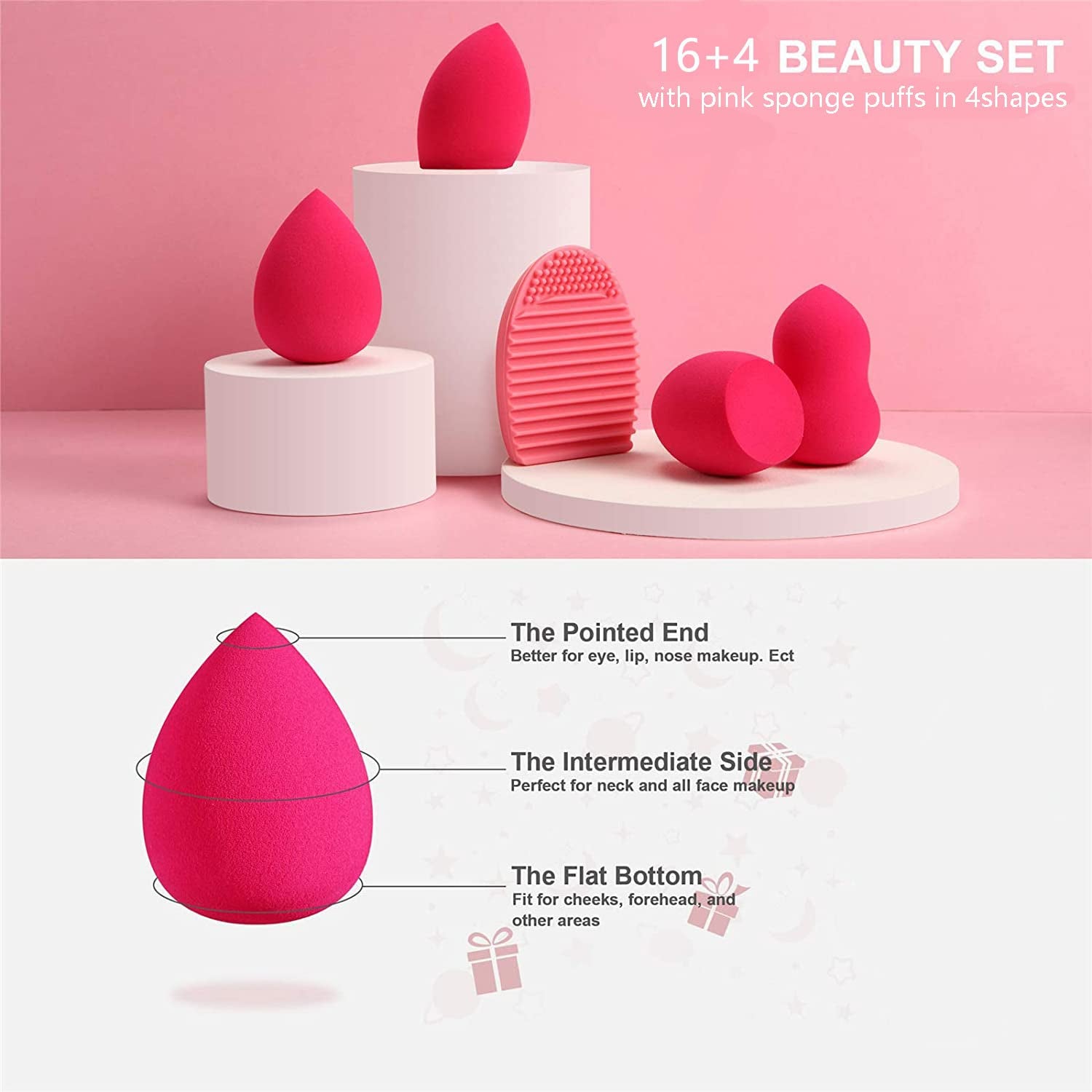 16PCS Professional Makeup Brushes Set | Marble Handle with Sponge Blenders & Tools