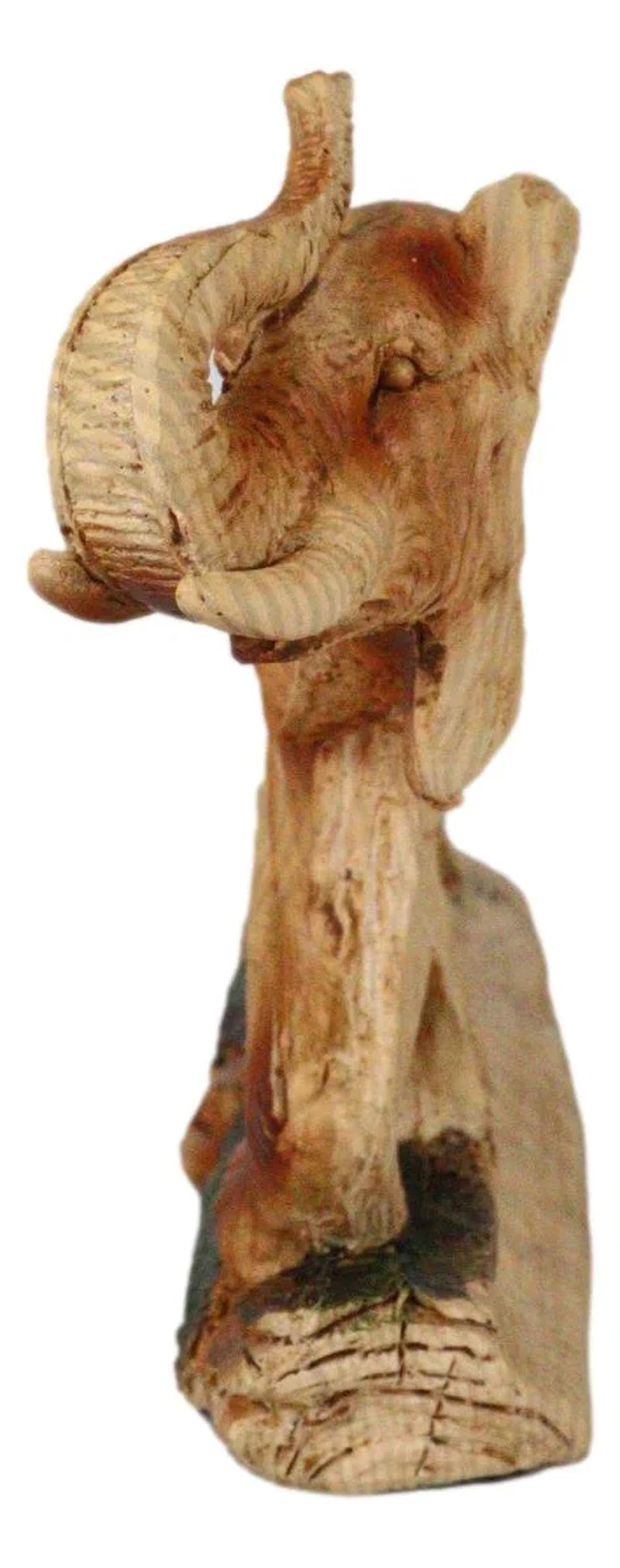 Faux Wood Elephant Family Garden Statue 4.5 Inch