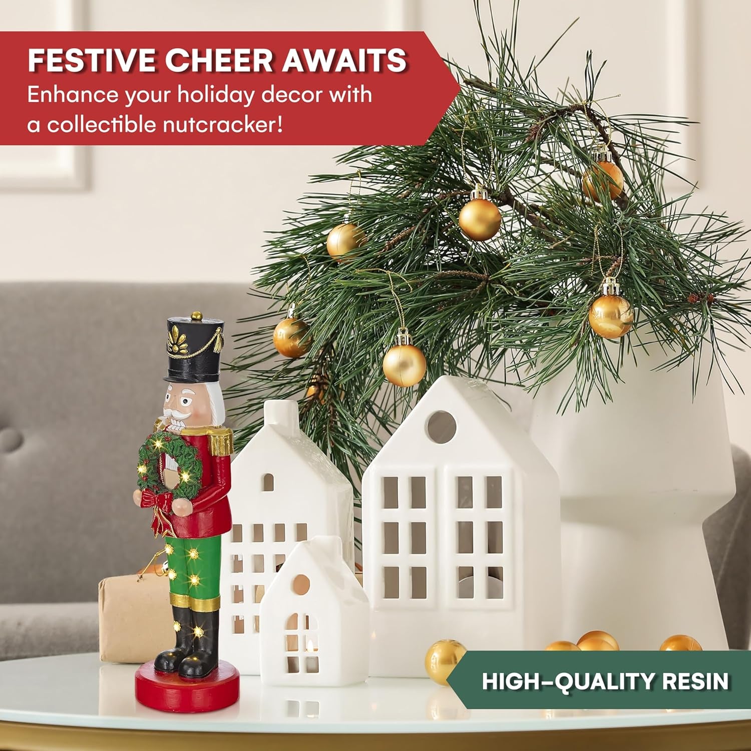 LED Lighted Resin Snowman Decor – Christmas Figurine & Fiber Optic Holiday Decoration