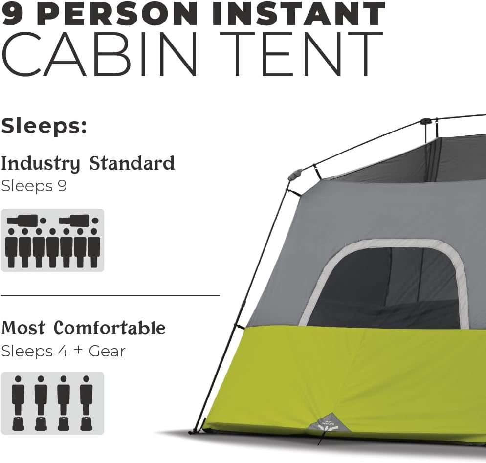 9-Person Instant Cabin Tent 14' x 9' - Green 