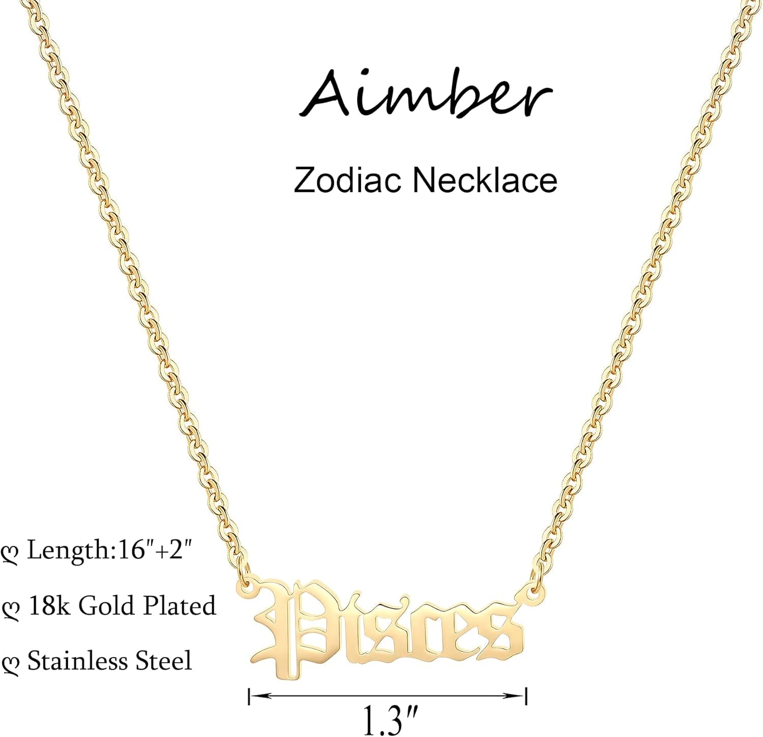 18K Gold-Plated Zodiac Necklace | Horoscope Pendant for Women
