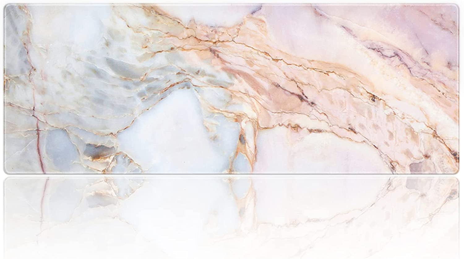 XXL Pink Marble Gaming Mouse Pad | Oversized with Non-Slip Rubber Edges