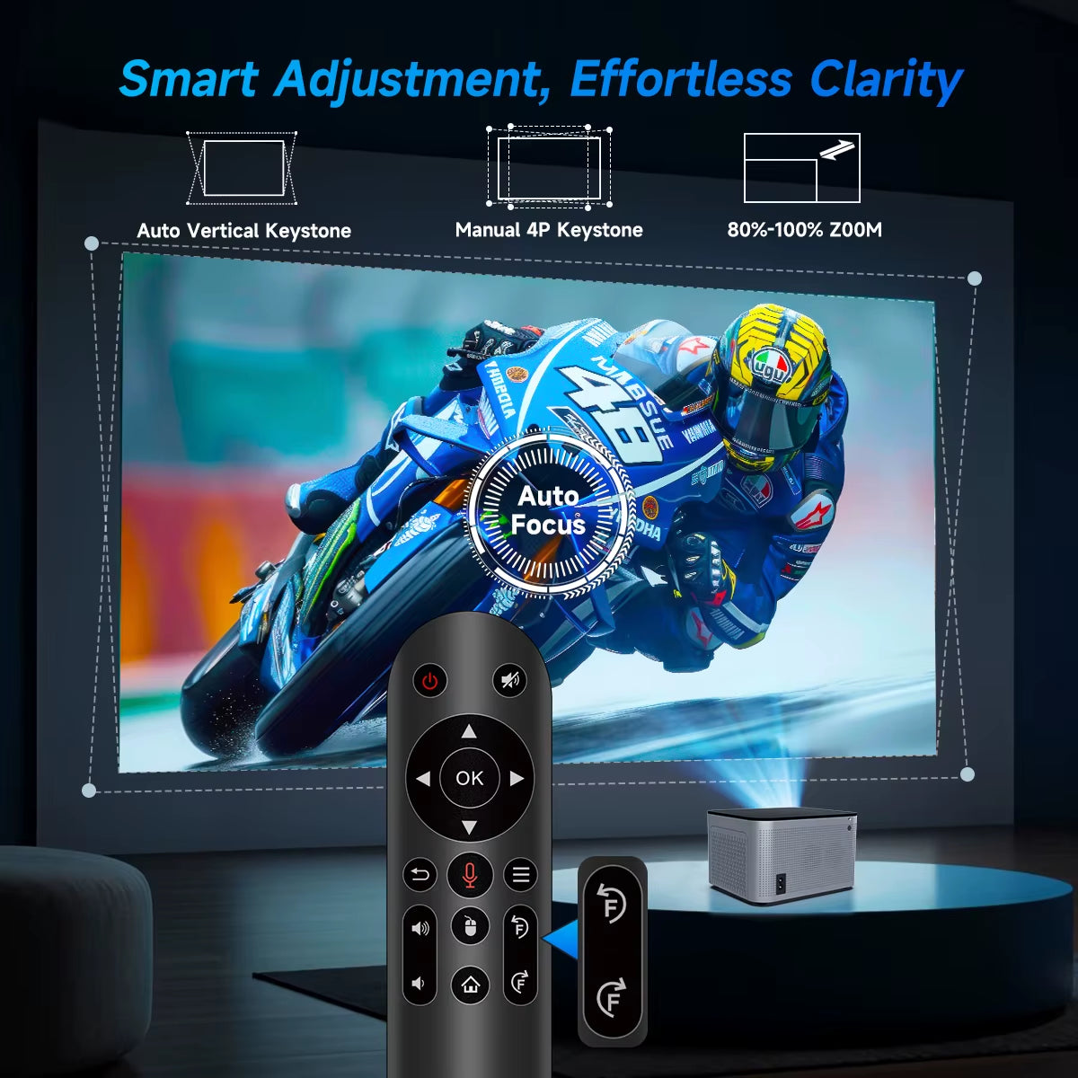 Auto Focus 4K Projector | Android 11, Wifi6, Voice Control, 1080P, BT5.0"