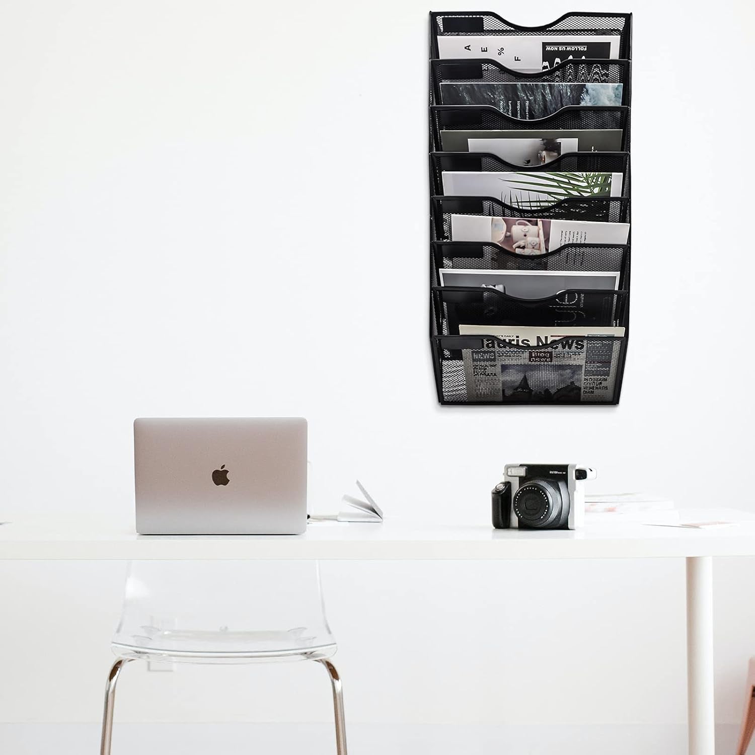 8-Pocket Mesh Wall File Organizer – Mail & Document Holder for Office/Home