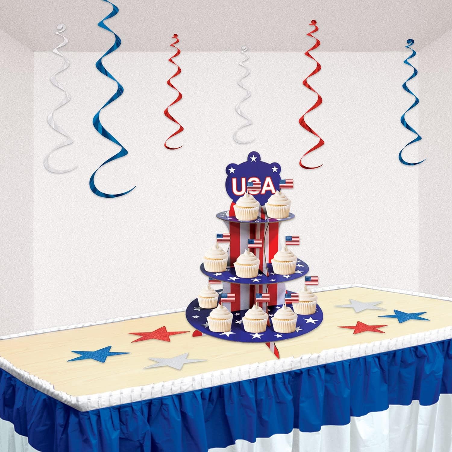 Mini US Flag Picks | Patriotic Toothpick Flags for Party Decor, Cupcakes & Appetizers (Packaged)