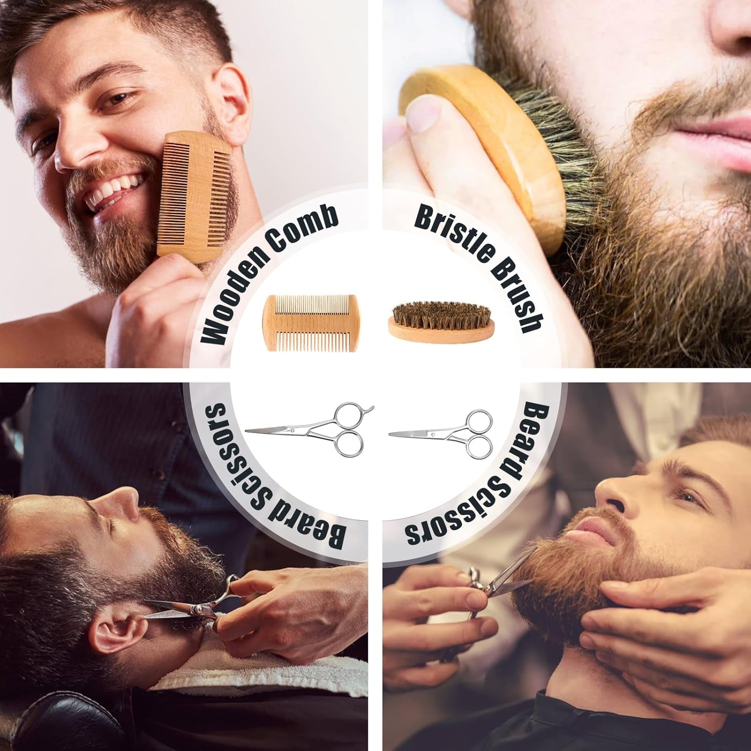 Beard Care Gift Kit for Men | Balm, Wash, Oil, Brush & Scissors for Grooming