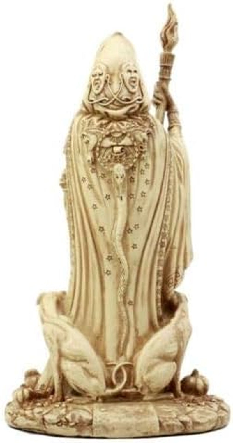 Hecate Statue | Greek Goddess of Magic & Witchcraft with She-Dogs Figurine (Ivory Beige)