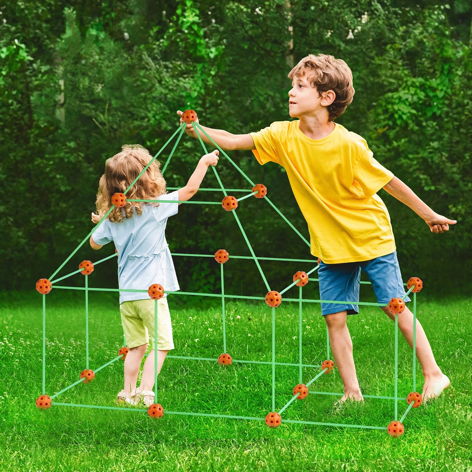 Tent Fort Building Kit for Kids | Glow in the Dark STEM Construction Toy (85 Pieces)
