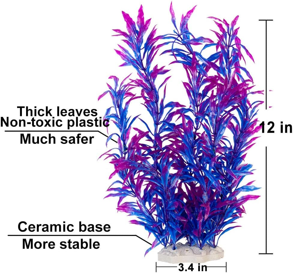 9-Pack Large Artificial Aquarium Plants | Vivid Simulated Aquatic Landscape (12 Inch)
