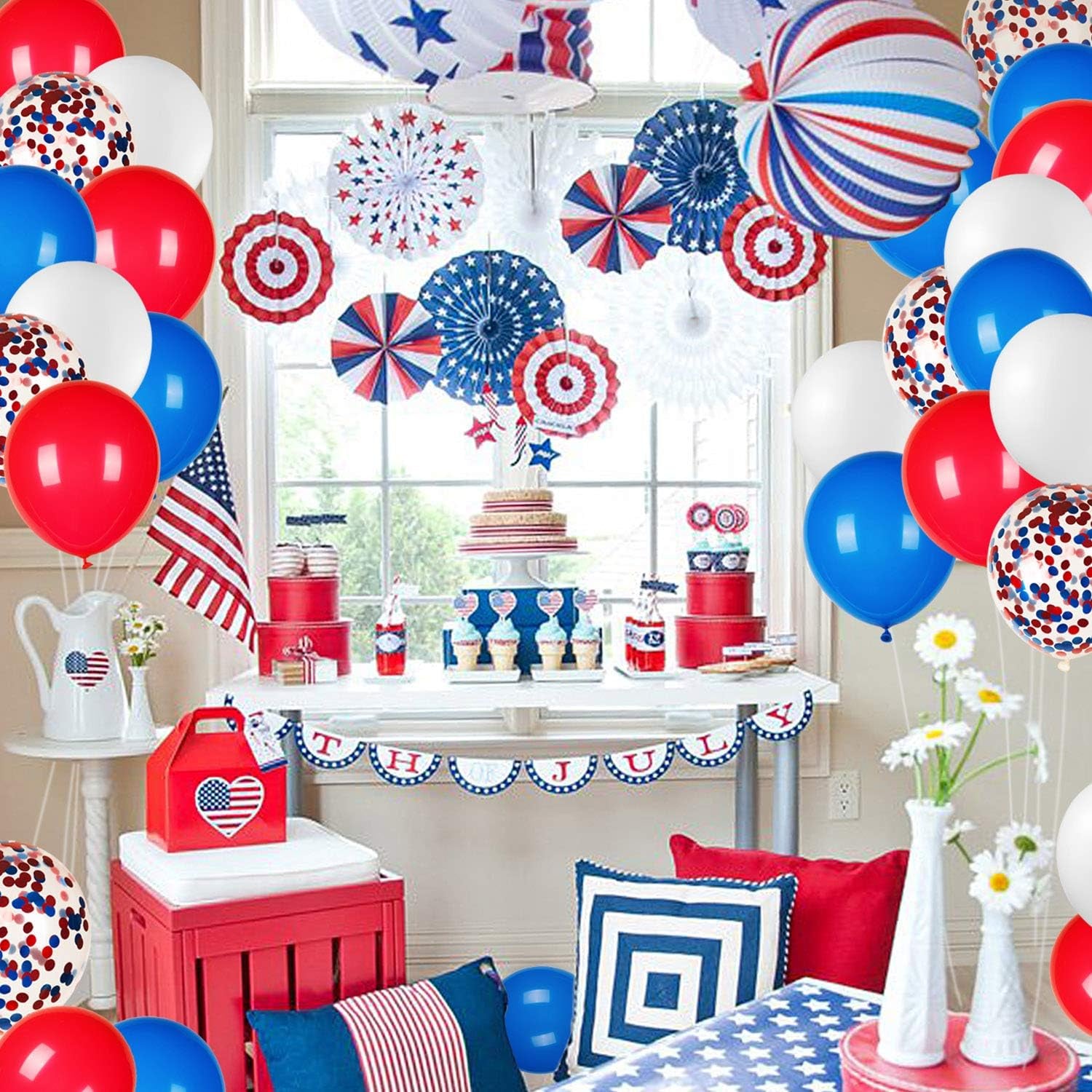 80pcs Red White Blue Balloons Set | Confetti Balloons for 4th of July & Patriotic Decor
