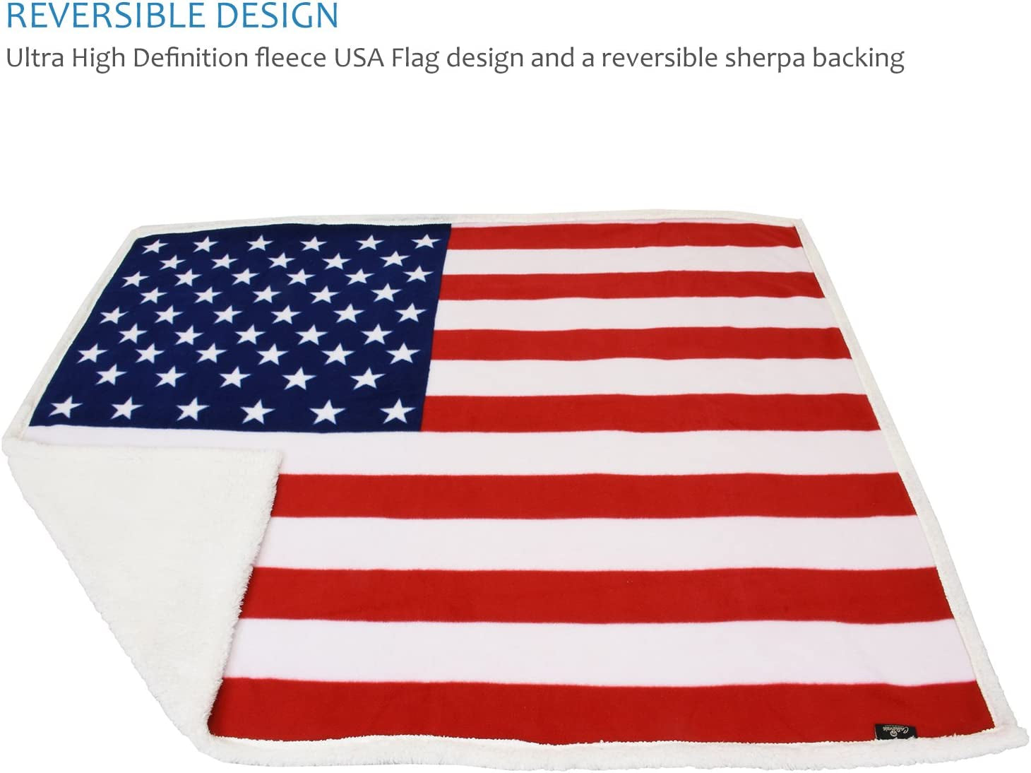 Patriotic US Flag Sherpa Blanket | Reversible Throw for Couch & Bed Decor