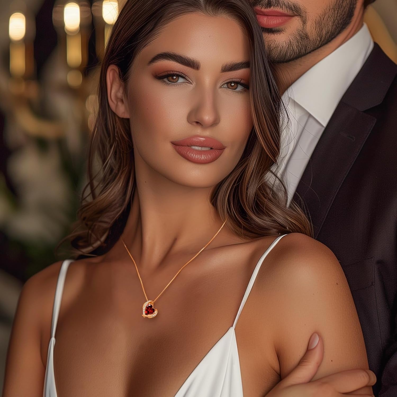 Mother's Day Heart Pendant Necklace | Silver & Rose Gold Birthstone Jewelry for Women