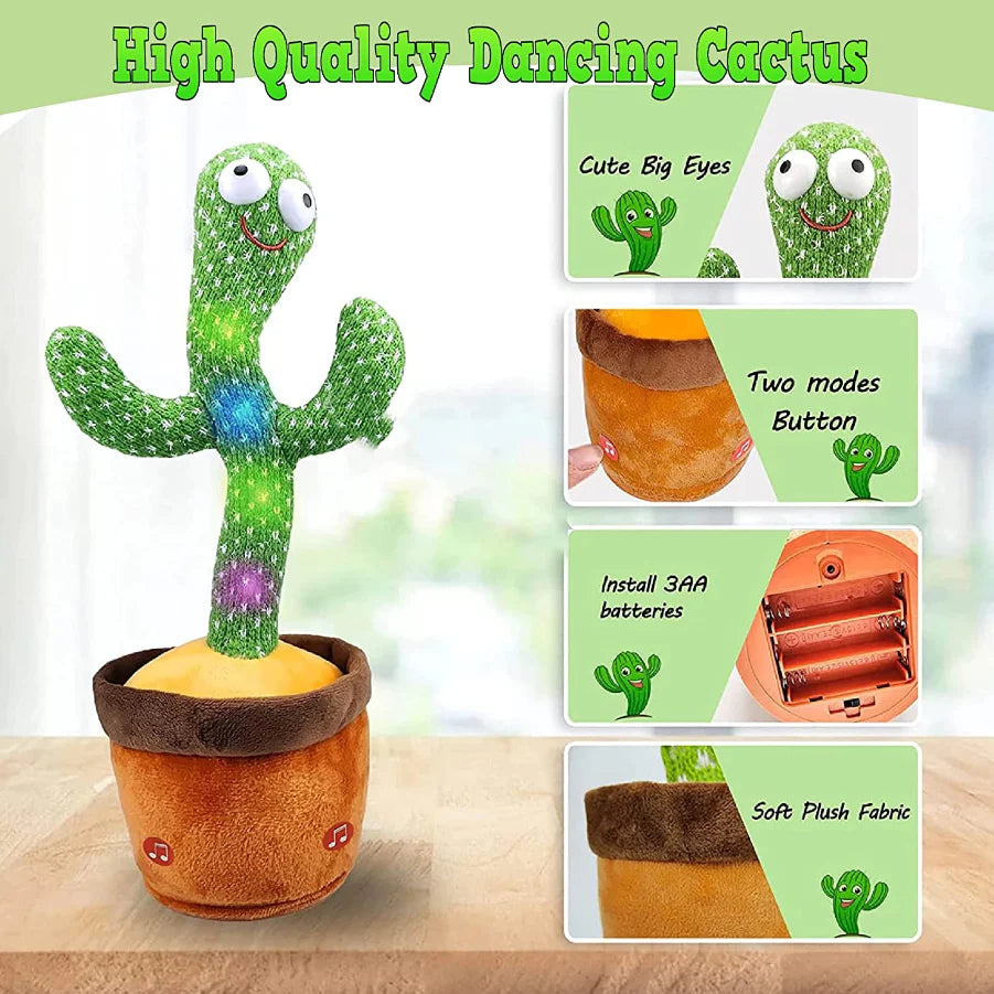 Dancing Cactus Plush Toy | Electronic Recording, Shake & Song Fun Gift