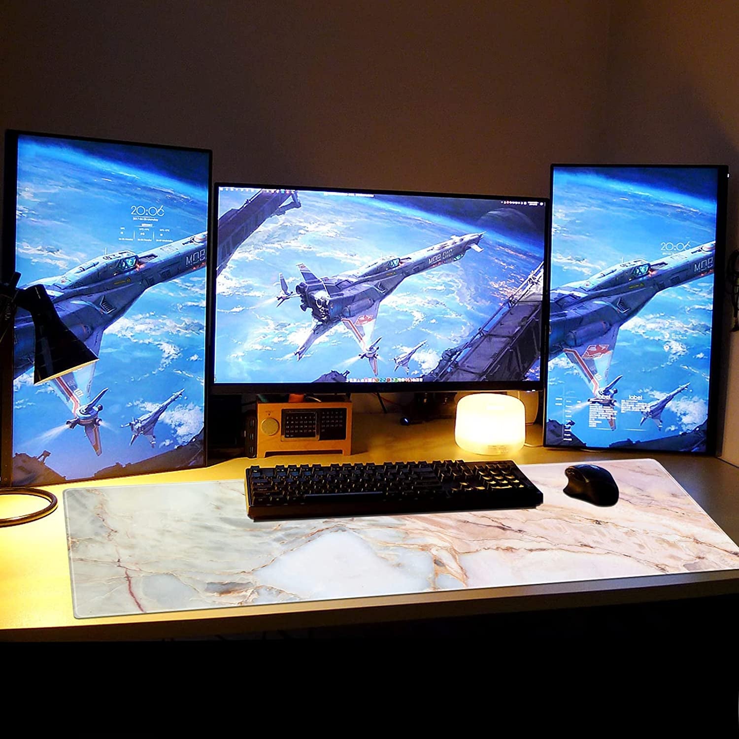 XXL Pink Marble Gaming Mouse Pad | Oversized with Non-Slip Rubber Edges