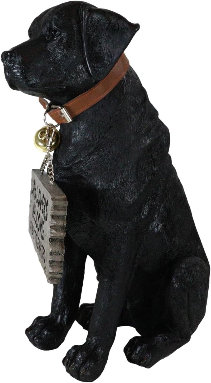 Lifelike Labrador Retriever Statue with Jingle Collar & Greeting Sign (13.25" H, Black)