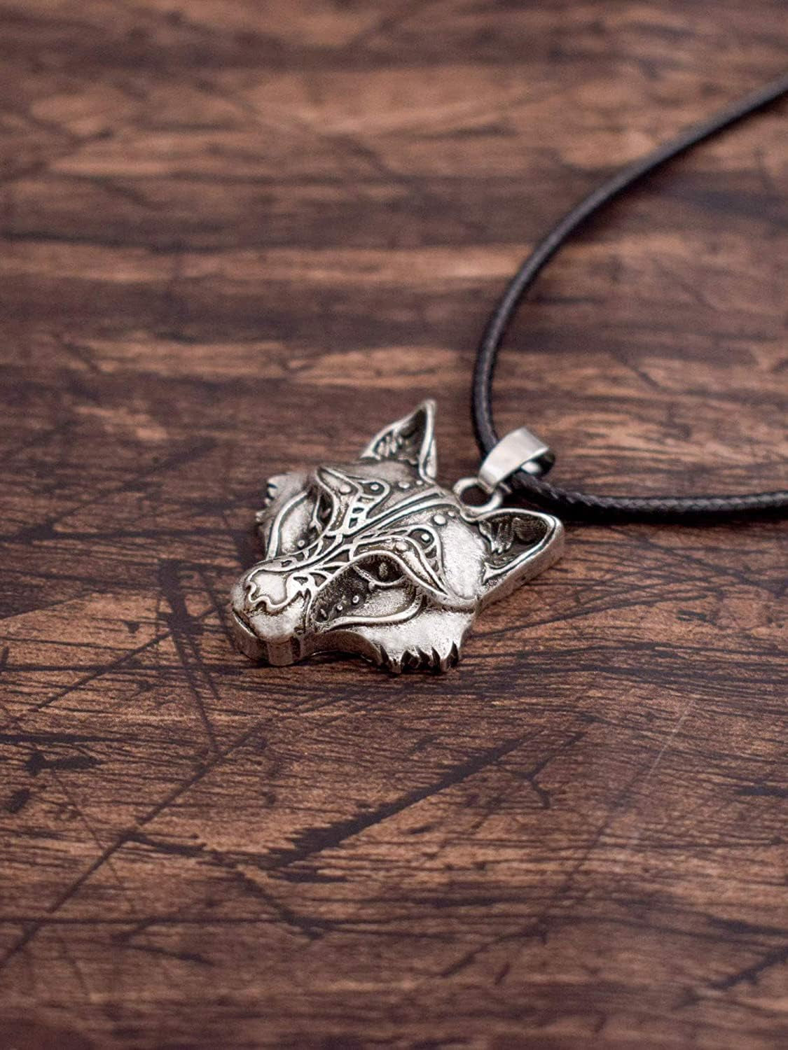 Viking Wolf Head Necklace | Wolf Pendant Jewelry Gift for Men & Women