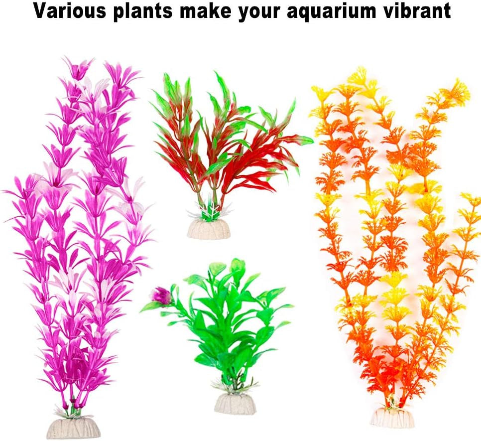 9-Pack Large Artificial Aquarium Plants | Vivid Simulated Aquatic Landscape (12 Inch)