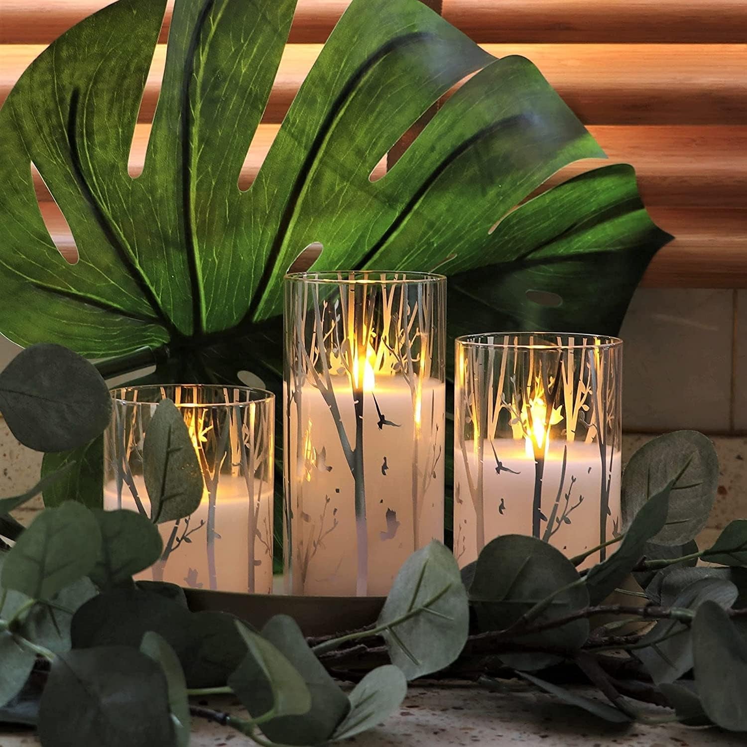 Birch LED Flameless Candles with Timer | Battery Operated Set with 6 Batterie