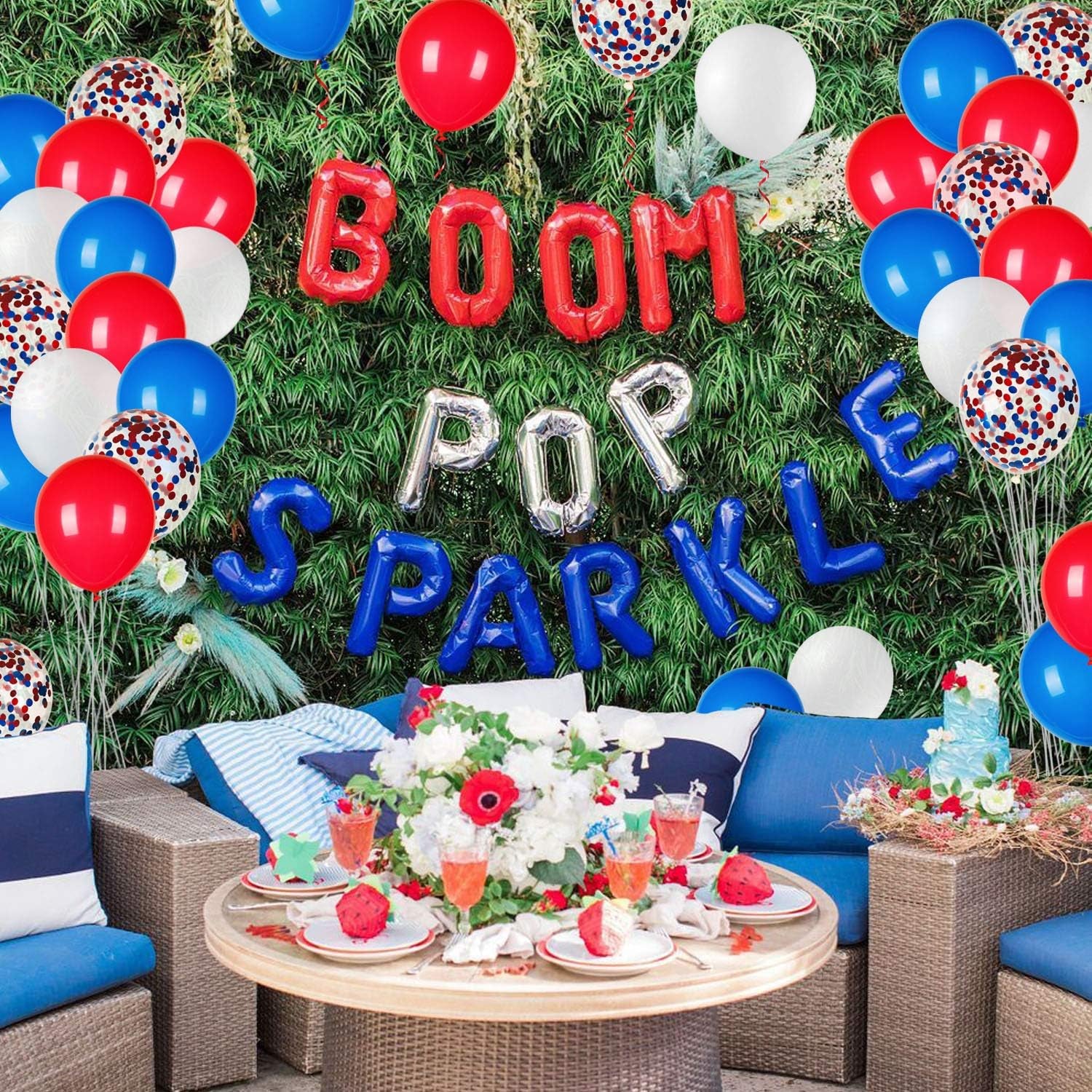 80pcs Red White Blue Balloons Set | Confetti Balloons for 4th of July & Patriotic Decor