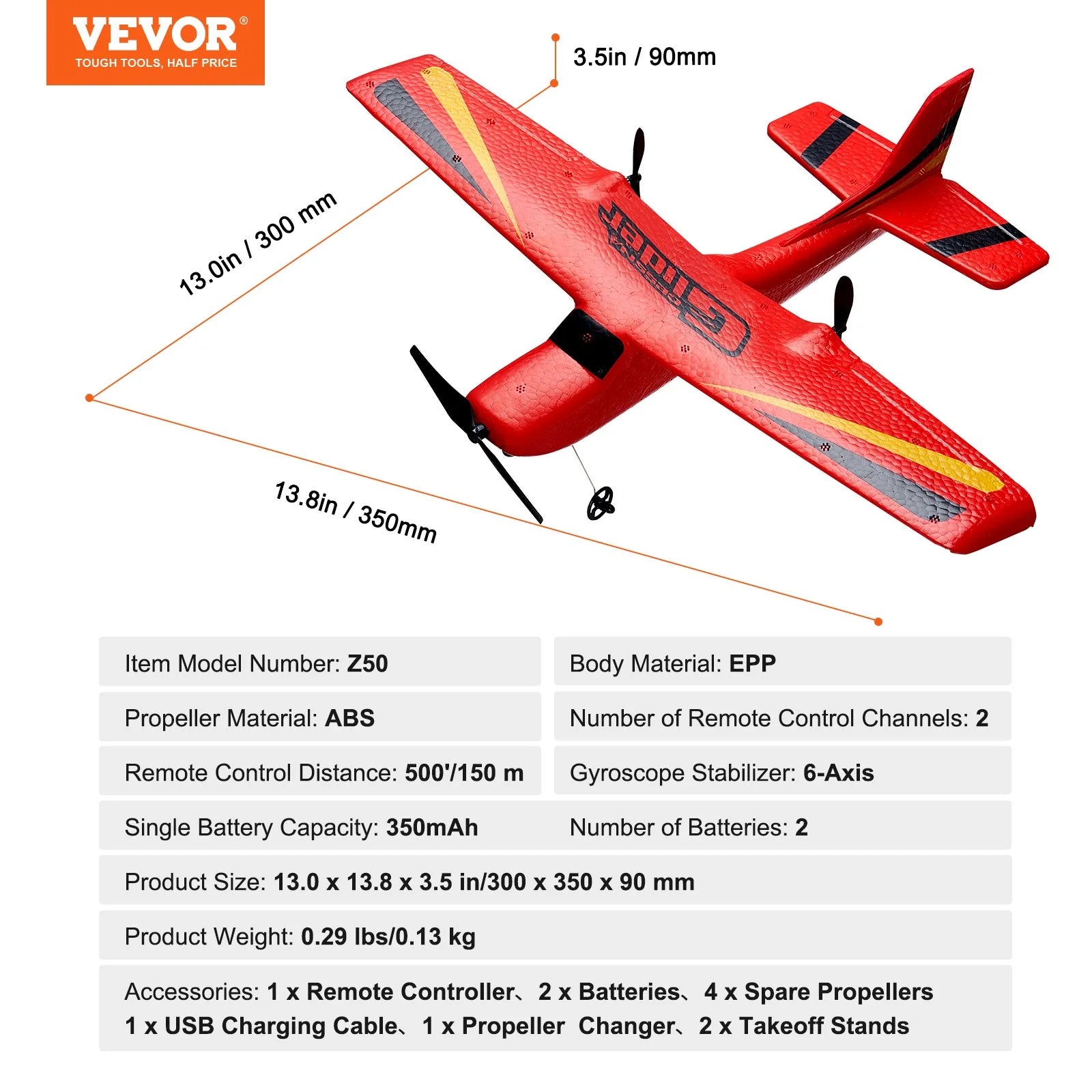 RC Airplane Toy | EPP Foam Remote Control Plane with 2 Batteries