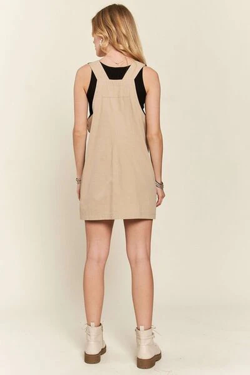 Adjustable Wide Strap Square Neck Overall Dress